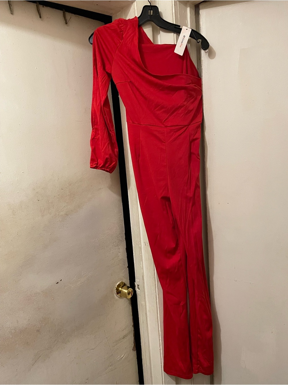 Red One Shoulder Wide Leg Jumpsuit Women’s Large (Please Read Description)
